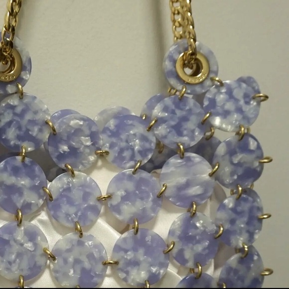 Sandro Pastille Marbled Resin Chainmail Shoulder Bag Gold Lilac Purple NWT - Picture 8 of 8